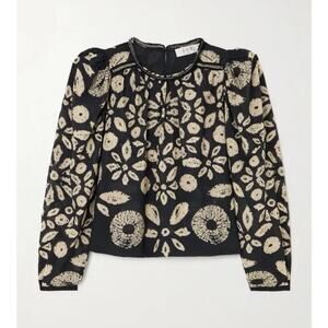 Sea New York women’s Thea Tie dye print top Medium long sleeve Black/Beige